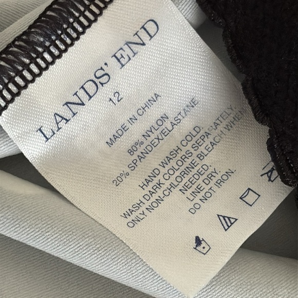 Lands End Tankini Swimsuit Top Polka Dot Tie Black and White Underwire Size 12 - Picture 8 of 9